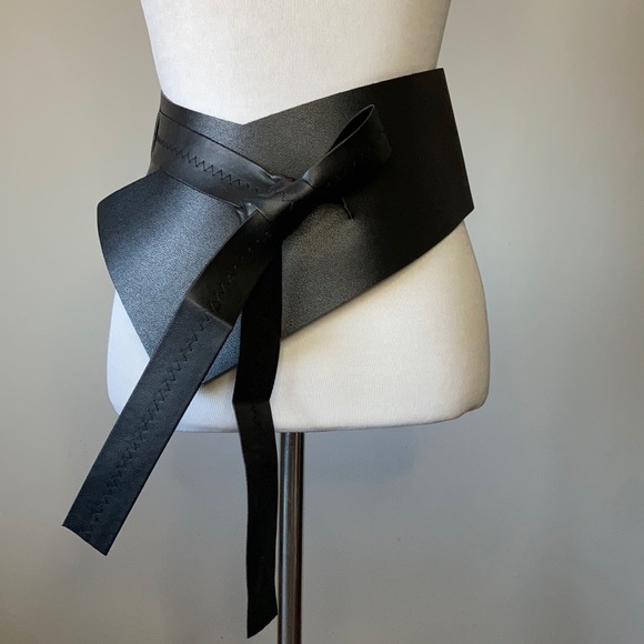 The King Kouture Accessories - ReStocked NWT Vegan Leather Asymmetrical Wide Black Obi